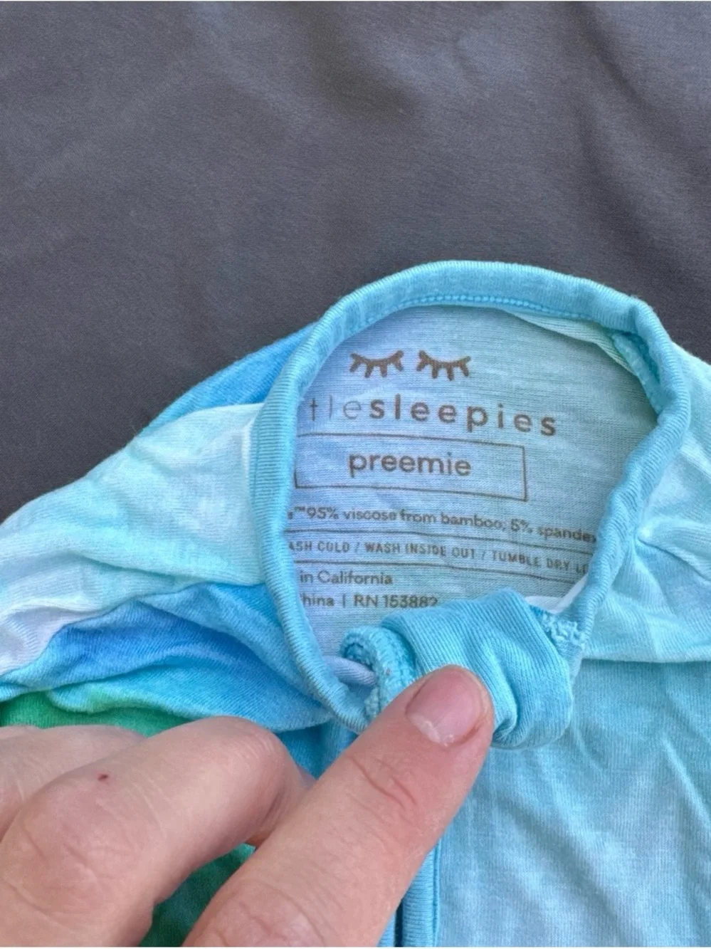 Little Sleepies Blue and Green Tie-Dye Footed One-Piece